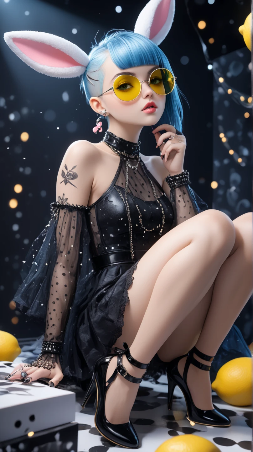 Dress in gold tuxdeo. His dark hair. He holds her above the  water. Her long blonde hair  shimmers and swirls. Her Blue eyes open. She wears a pink  mix blue, gold, white  pisatin dress.