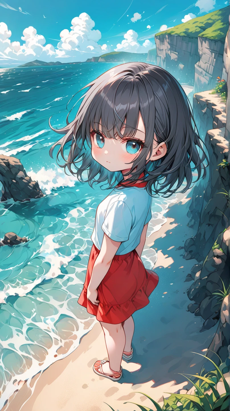 School Swimsuit, Young Girl(Chibi), 5 years old,