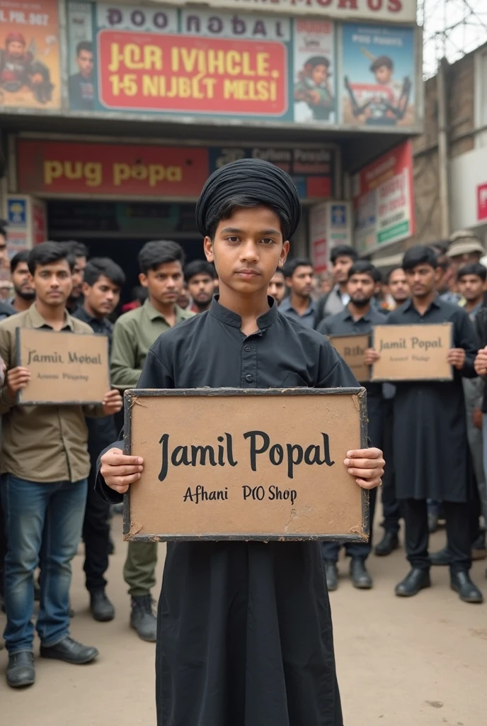 A wounded bloody boy held high a signboard written " No quota, Only merit"