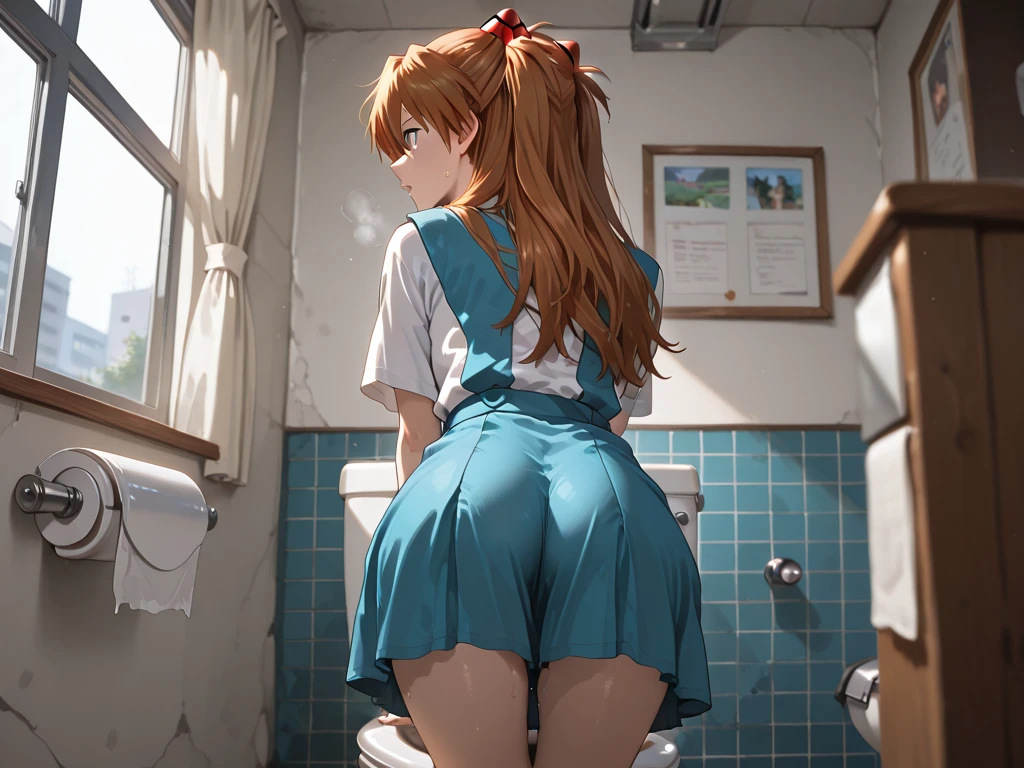 Highest quality,wonderful,finely,Highly detailed CG Unity 8k wallpaper, (High Contrast), (large hips), (Beautiful ass:1.3), (Light blue striped underwear)