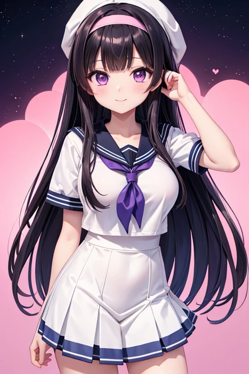 primary school girl, 8 years, A cup of breasts, black fur, wide, purple eyes （One Person） Smooth white upper body., short sleevesＴshirt, navy blue mini skirt, white panties（（I can see her panties）） white socks　 girl&#39;room 　session （（I can see her panties）） Dynamic angle Low angle