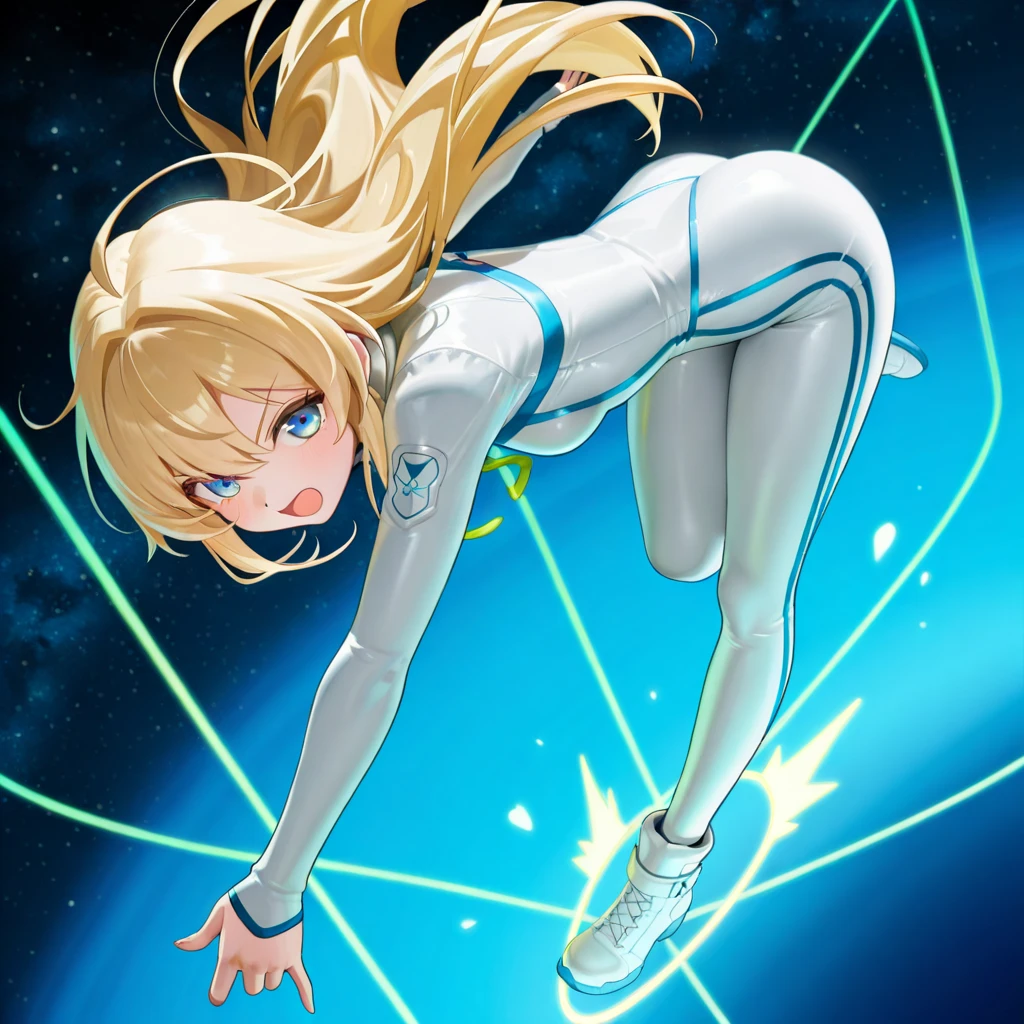 solo, focus, ice skating, bodysuit, skindentation, artistic, ice ring, foreshortening, from below,, <lora:Bubbles-08:1>, (bubbles), (blonde hair, blue eyes, short twintails, pigtails)