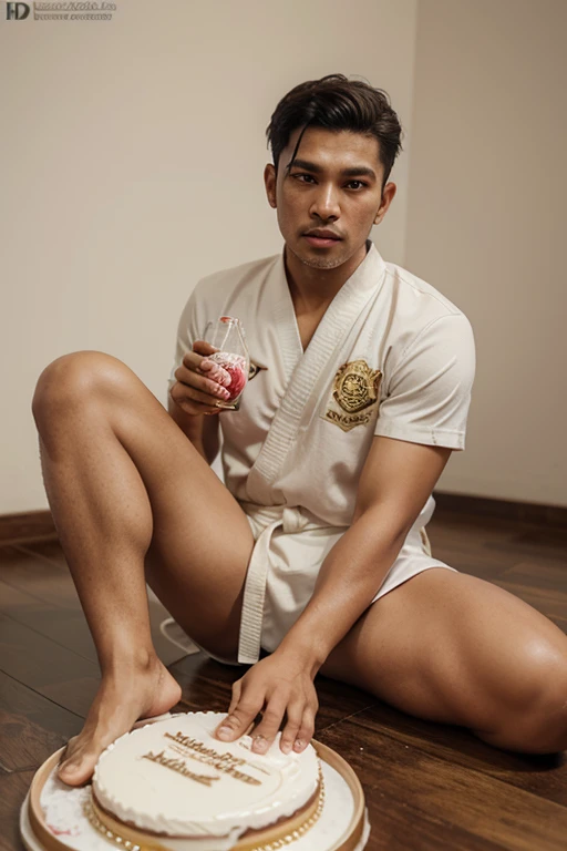 1 man, Indonesian face, dashing, natural muscles, white skin, full body, fashion photo, photo model, wearing Majapahit kingdom clothes