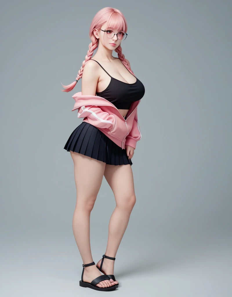 Sexy asian woman, big breasts, mitsuri character outfit from demon slayer, anime expo event background