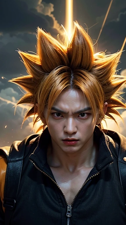 masterpiece, best quality, 1boy, super saiyan,