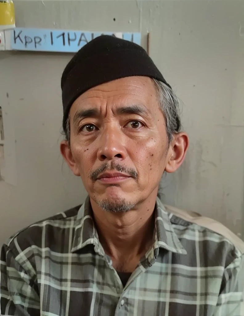 A realistis indonesian man face age 40 year wear a brown shirt,ultra hd 8k