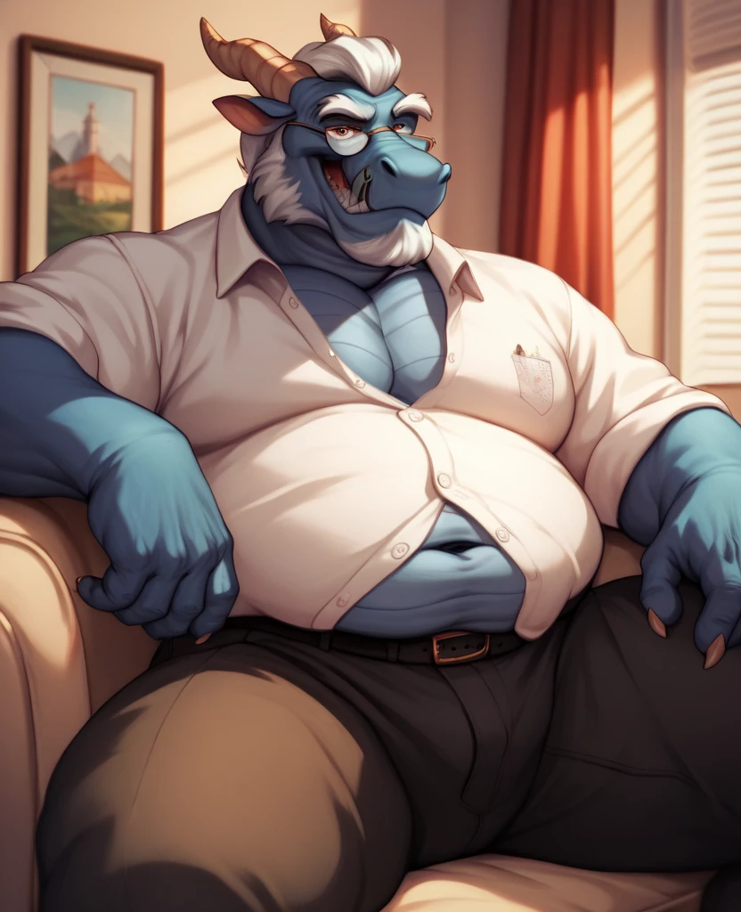 mr shark, masterpiece, volumetric lighting, plump, fat, belly, black eyes, (soft shading), 4k, hi res, five fingers, detailed hands, ((detailed face, (detailed eyes:1.0), detailed)), (full body), by zackarry911, by zaush, (by personalami:0.5),  looking at viewer, 1boy, male focus, red shorts, nude torso, laughing, happy, remote control on his hand, dog tags, nipples, ((giant head, huge head, big head))