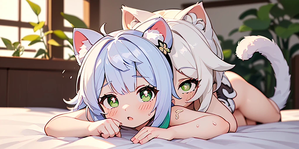 masterpiece, Highest quality, High resolution backgrounds, Bright and beautiful atmosphere, Two Girls (10 years old, 1. Short-tempered round face), 1 (hair, Surface Effects), Small breasts, Tropical Trees々Hammock in the middle、Overlooking the forest from a high hill、A hammock tied high up 、ハンモックで眠るTwo Girls, (topless)、(Lesbian play)、(Taking each other's pants off)、Eating fruit、kiss、(Show me your vagina)