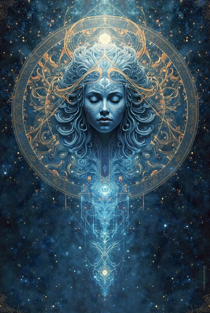 The face of the beautiful and complex Egyptian goddess is surrounded (Glowing sacred geometry:1.3), (Cat-like characteristics:1.2), Eyes closed, (Art by Alex Gray:1.5), (Unreal Engine 5:1.4), 8K HD, Advanced shading, External light source, Glowing chakras, Glowing energy, (High contrast:1.1), planets and stars, (highly details, highly complex:1.7), (Ultra photo realsisim:1.1), Very colorful, (Psychedelic:1.1), (3D rendering art:1.4)