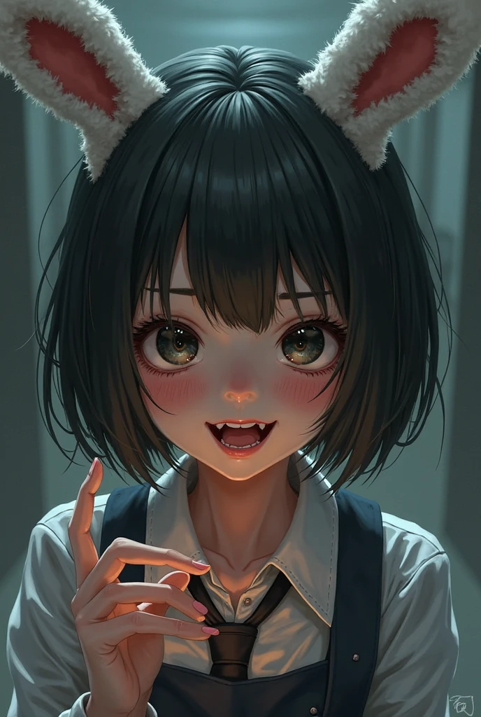 a cute demon girl playing with toys