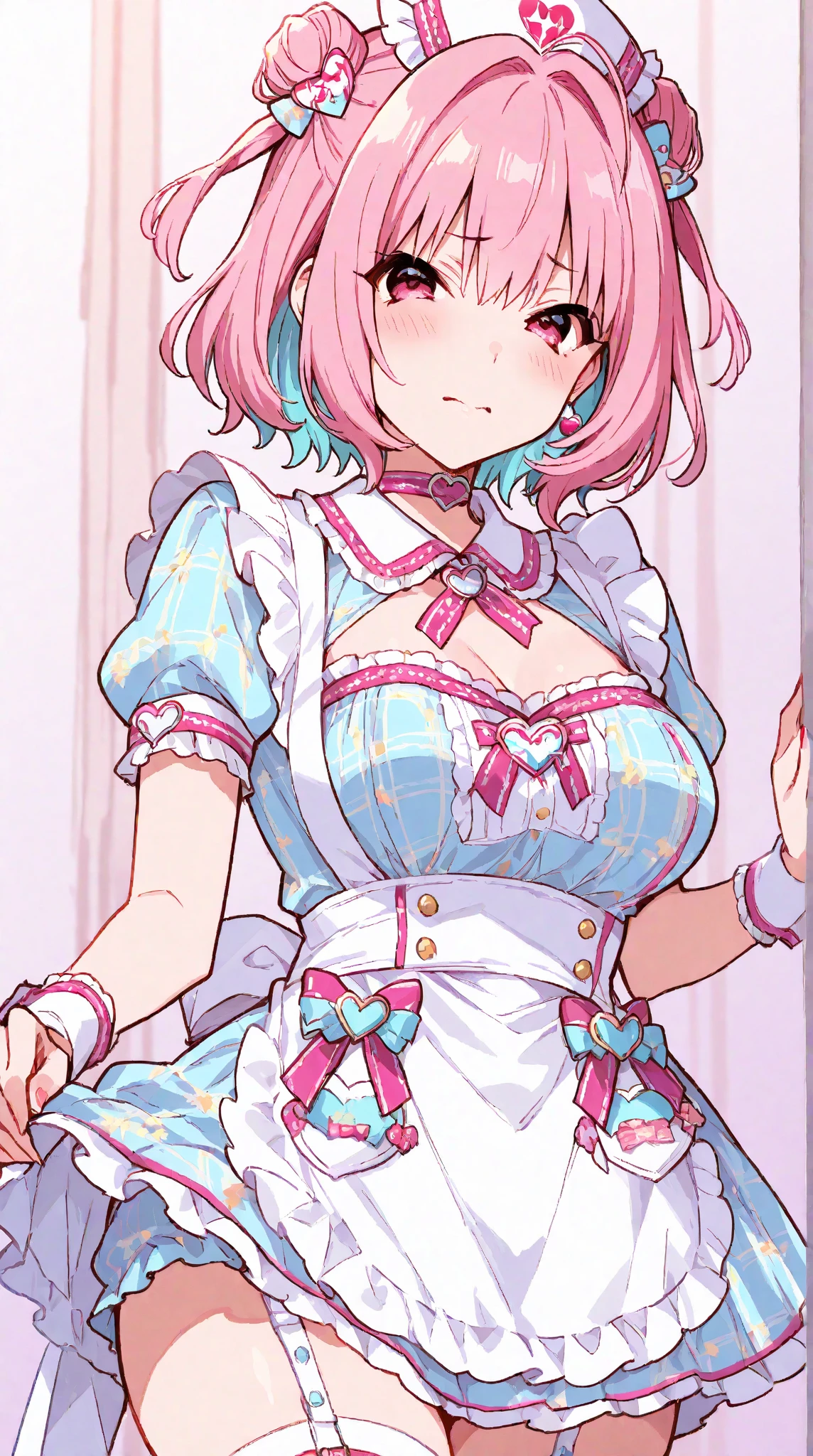 (masutepiece, Transparent air, 透明なThe eye,Best Quality, Perfect Anatomy, High quality:1.4), absurderes, absolutely resolution, unbelievable Ridiculous, hight resolution, ultra-detailliert, Official art, Unity 8k壁纸, Kinetic typography,nice hAnd, Perfect hAnds, Boobs Boobs Detailed Beautiful HAnds, Large_filesize, fulcolor, hight resolution, symmetric, exceptional, Best aesthetic, newest, Anime, very beautiful detailed body,The hair,faces,The eye, BREAK, 1 beautiful girl, 1girl in, (Cute:1.5),(Cool:0.8), (Beauty:1.5),(Chibi:0.5), (17 years old girl), (girl, Older sister, Unclear, 日本の綺麗なfaces:1.2) BREAK, (詳細なThe eye,ツリThe eye:1.2),(銀色のThe hairを,お団子の長いThe hair,Breasts And breasts decorated:1.8), 星のThe eyeのシルエット 太いまつげ, naked boobs double eyelids:1.2), cleavage,Swaying udder, Clear skin, Beautiful skin, Shy, Erect ,Clear skin, Beautiful skin, Shy, gleaming skin,(最高品質のfaces),(最高品質の輝くThe eye),(最高の笑faces,:D:1.45)
BREAK,Indoor, (Narrow waist),
BREAK in gothic lolita dress, (Wearing (Pink:1.2) And (Black:0.8) doress (polka dot:1.2) And lace appliques:1.4), Wearing no sleeves And halter neck, Wearing short skirt with layers of lace And tulle, (Wearing Black gloves And Pink shoes with straps:1.4),
BREAK (Wearing Black hat with Pink bow:1.3),
BREAK (short Pink hair with spikes And bangs,
,BREAK, (colorful hairclip), ribbon, small breasts, look ahead, light blue jacket, white_shirt, skirt, happy,
speak into the microphone, sitting, holding a paper,
in recording booth, radio recording, desk, mic stand on the table, a glass and a paper on the table,, (((((head-on))))),Waterfall,depth of fields,
BREAK,wakame,wakame,wakame,(Cowboy Shot:1.4),
BREAK,(Blurry background:1.3),(absurderes, hight resolution, Super Detail Art),cel shading,Clear Color, Lonely optical effect, Beautiful pictures, Bright glow, mystic atmosphere,(Close-up of girl:1.1), Mystical light particle effect,manga influence, clean line drawings,