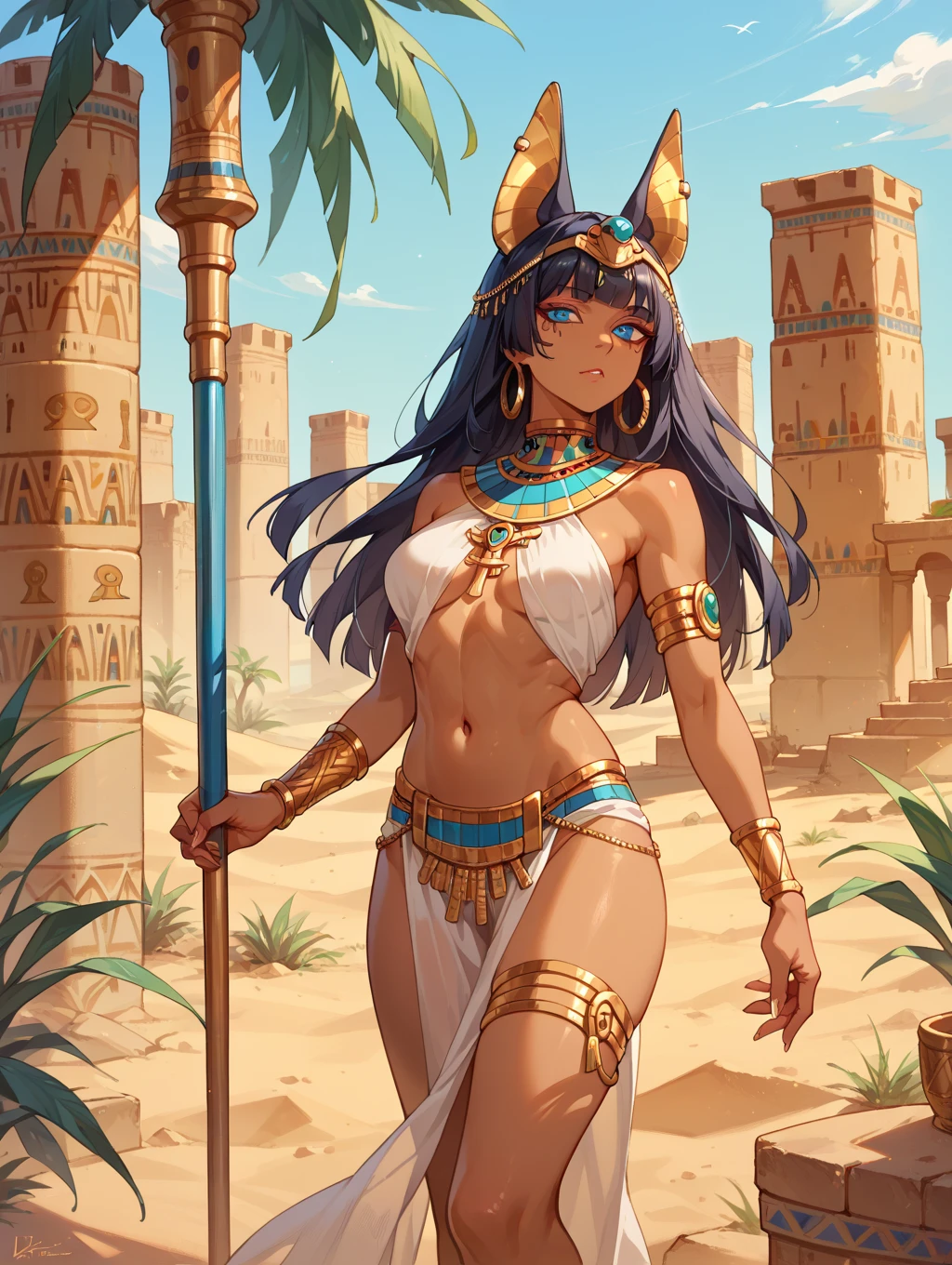 one-girl,warriors,infantry,Egyptian style bikini,Egyptian costumes,cropped shoulders,Bare thighs,little belly