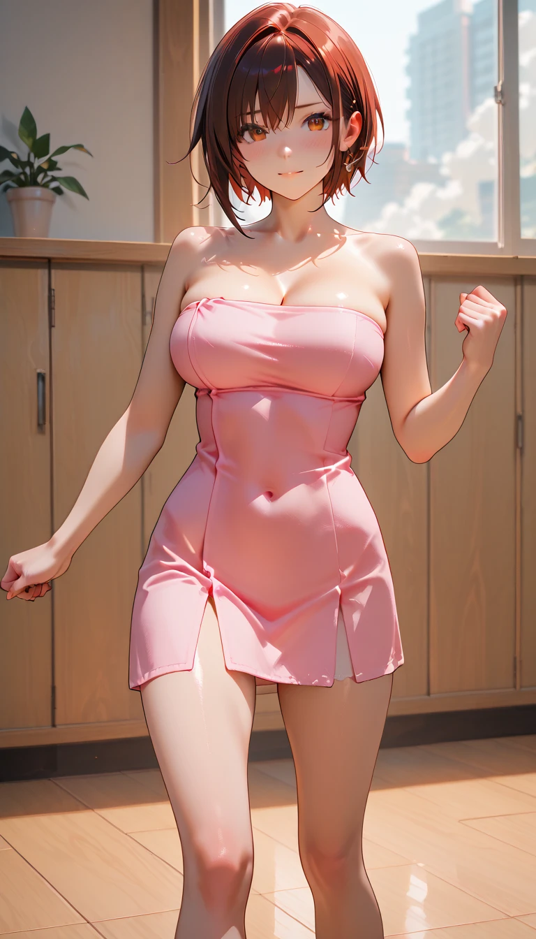 cute young woman, ultra high quality, volumetric, bioluminescence, luminism, pink-orange, global illumination, ambient occlusion, masterpiece, art by Ilya Kuvshinov, omimoji, busy image, Tokyo Anime Awards winner, octane render, engine unreal 5,