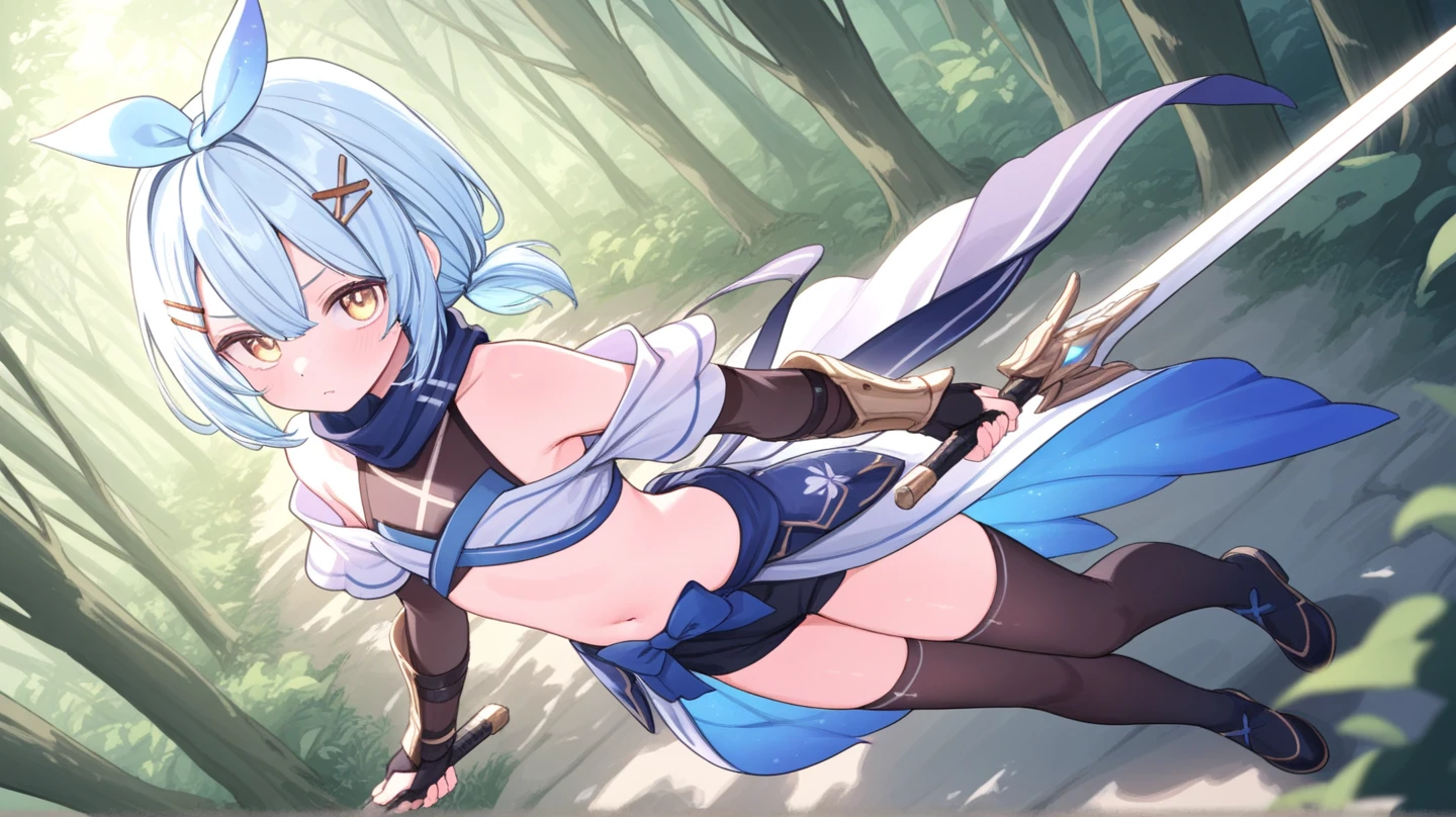 ((Anime style)) Girls. A world of swords and sorcery. Underwear. Miniskirt. Sitting and opening the crotch.