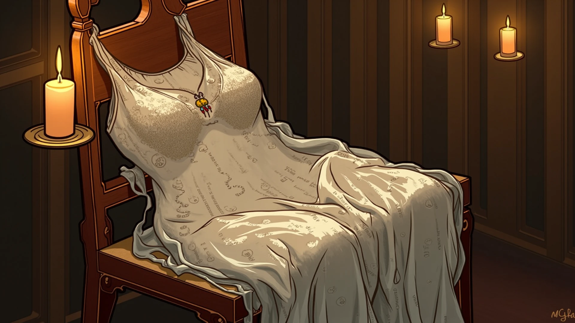 (masterpiece, Best quality, a high resolution, ultra detailed),(beautiful and aesthetically pleasing:1.2), 1 woman, adult woman, black wavy hair, green eyes, tall long tail, Lethargic,  gentle face,(slight smile:0.8) detailed eyes and face, perfect body,  bare neck, Silk camisole, with lace trim, Pettipants, boudoir, looking over your shoulder, back focus, back to camera, Early pregnancy 