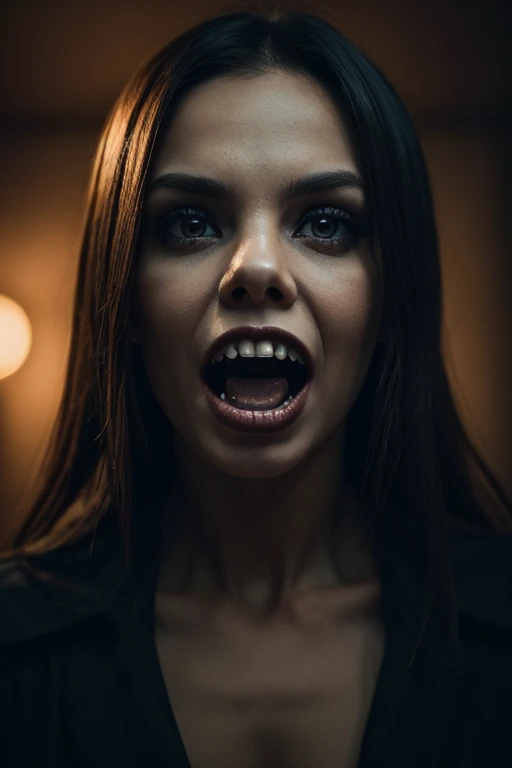 girl with dark brown hair and dark blue eyes. wears a mask with holes for the eyes and a scary smile. wears a black hoodie, dark jeans and dark sneakers. height: 160 cm