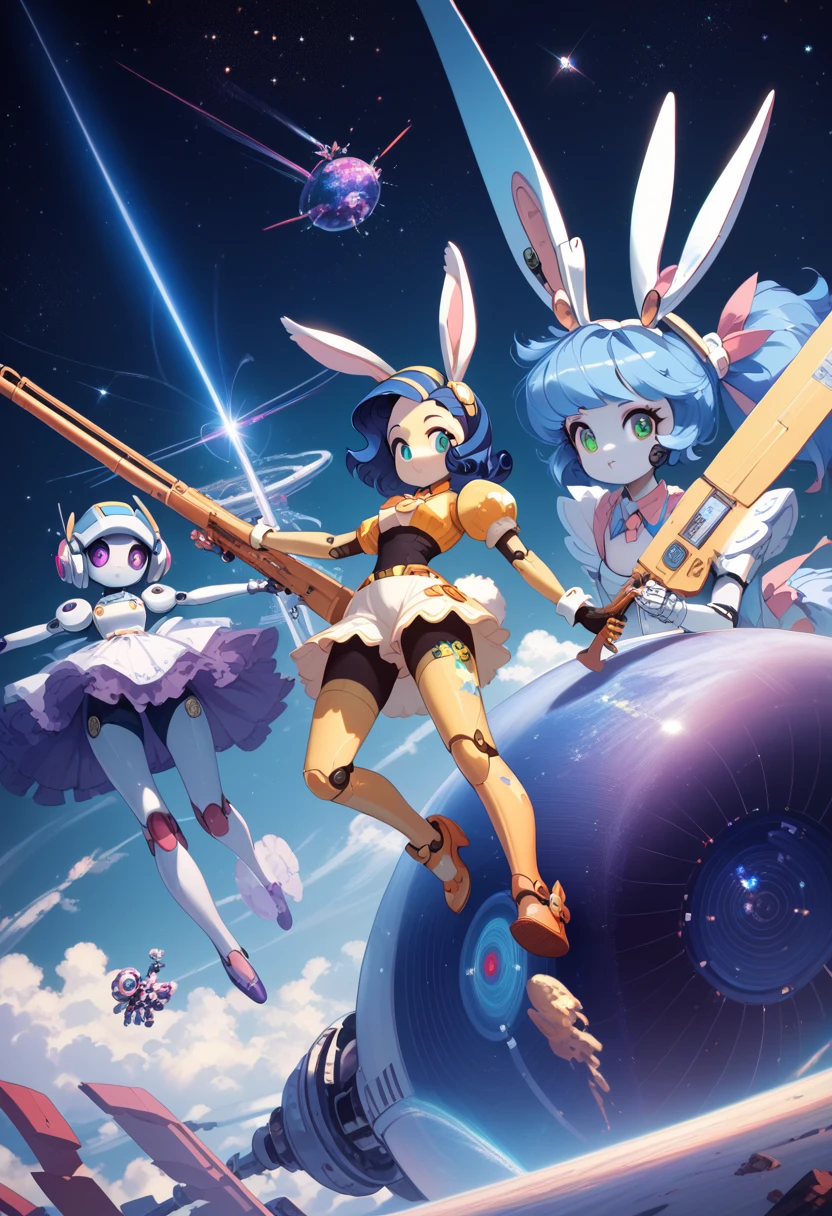 masterpiece,(best quality) magical girl,Lazer gun,( ( character concept art ) )