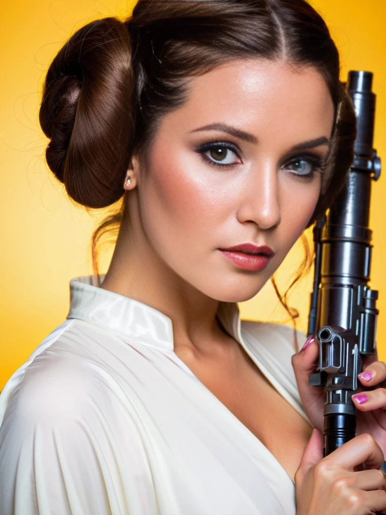 Instagram star Vanilopa, 2 arms and 2 legs, dressed in sexy swimsuit cosplay as 'han solo' from movie Star Wars, she is making her trademark silly faces and acting adorable, show all of her, full body shot, head to toe, highest detail, masterpiece, extreme quality,