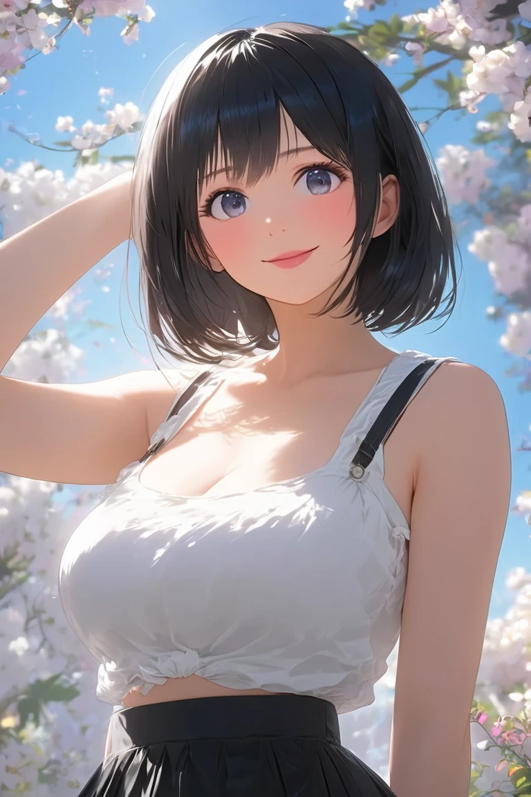score_9,score_8_superior,score_7_superior,masterpiece,Highest quality, Source Anime, Realistic, ssuperiorer detailed, Very detailed, evaluation_Safety,
One girl, Are standing, arms superior, Cowboy Shot,
Break Girl, 22 years old, short hair, Bobcut, (Blunt bangs), Black Hair, (puppet, fine cute brown eyes), Curled eyelashes, (Large Breasts:0.9),
Shiny Hair, Beautiful attention to detail, Beautiful Face,
white lace bikini,
Embarrassing, blush, Frowning, smile, Outdoor, 崖のsuperior, summer, sunlight