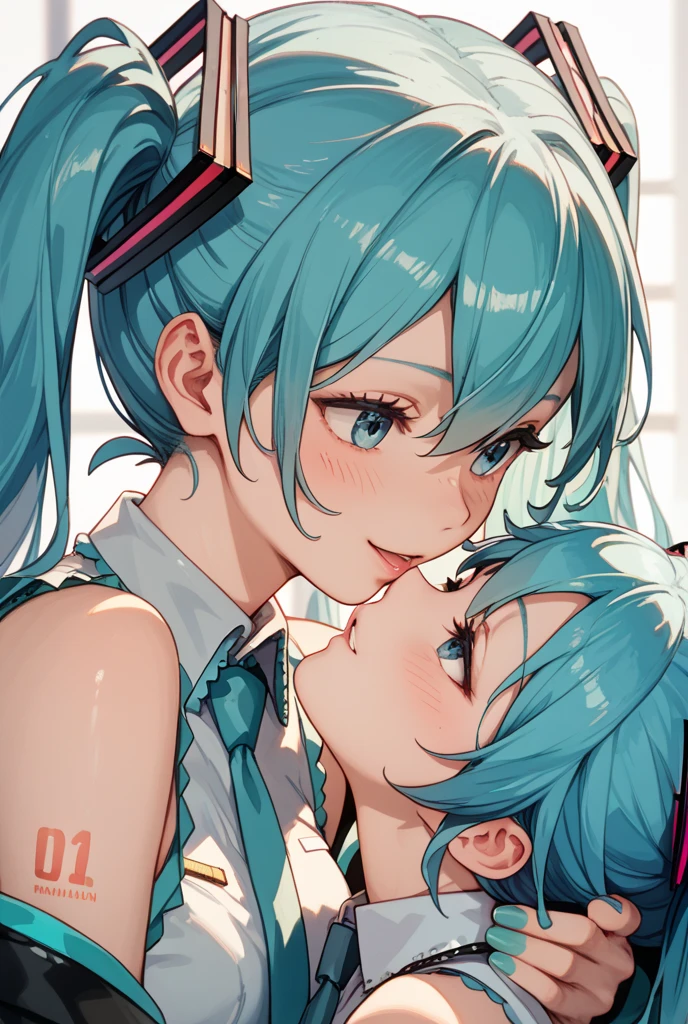 score_9, score_8_up, score_7_up, score_6_up, score_5_up, score_4_up, woman and shota, rating_explicit, portrait, detail face, large eyes, woman standing, ((hatsune miku)), medium breasts, sweater, skirt, motherly, [:photorealism:0.5], woman and shota, kiss, tongue out, saliva drip, eat mouth, passionated kiss, small male shota, kiss, woman and shota kiss,