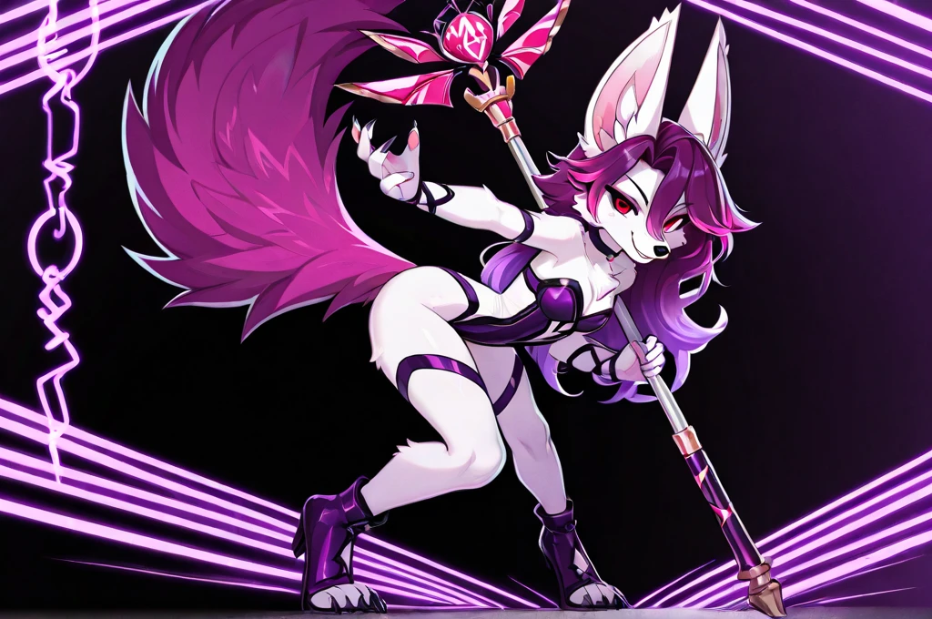 , attack posture, fighting stance, Strongest posture, heroic kicking gesture,masterpiece,top quality,sexy women,cat ears,Holding a magical girl wand,Foot socks,Black Bunny Girl jumpsuit,Both sides of the thighs are exposed,Positive kick,blue eyes,White double ponytail,plump butt