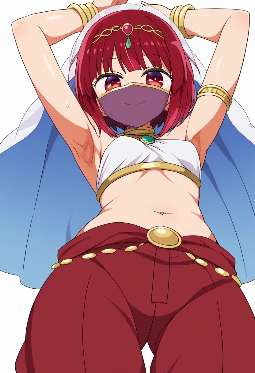 solo、1 girl、((SD character))、Deformation、((Chibi Character))、((3 heads))、cute,, Mini cute style for women, Fluffy orange hair , Nice art style、smile、((Belly Dance Costumes))、((Small breasts))、((Long Breasts))、((Saggy breasts))、((Brown Skin))