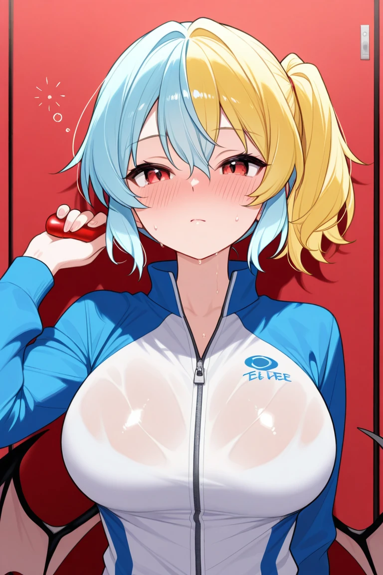 Tohru, ojos detallados, cuerpo completo, tank top,Licking Popsicle, Cleavage Bulge, oral invitation