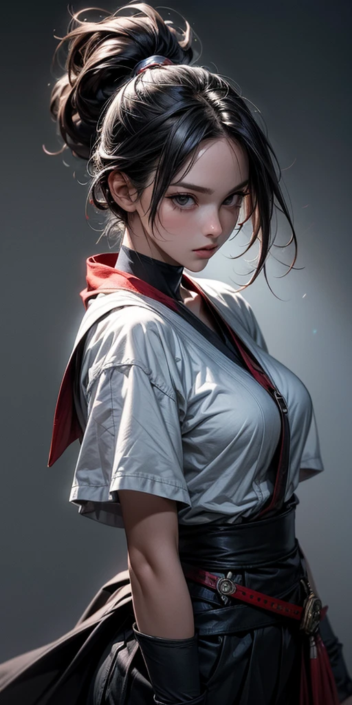 Need,tmasterpiece,whaite hair,Red eyes,Manteau blanc,Look up,The upper part of the body,Hairline,Fair skin,SideBraid，huge boob，Be red in the face
