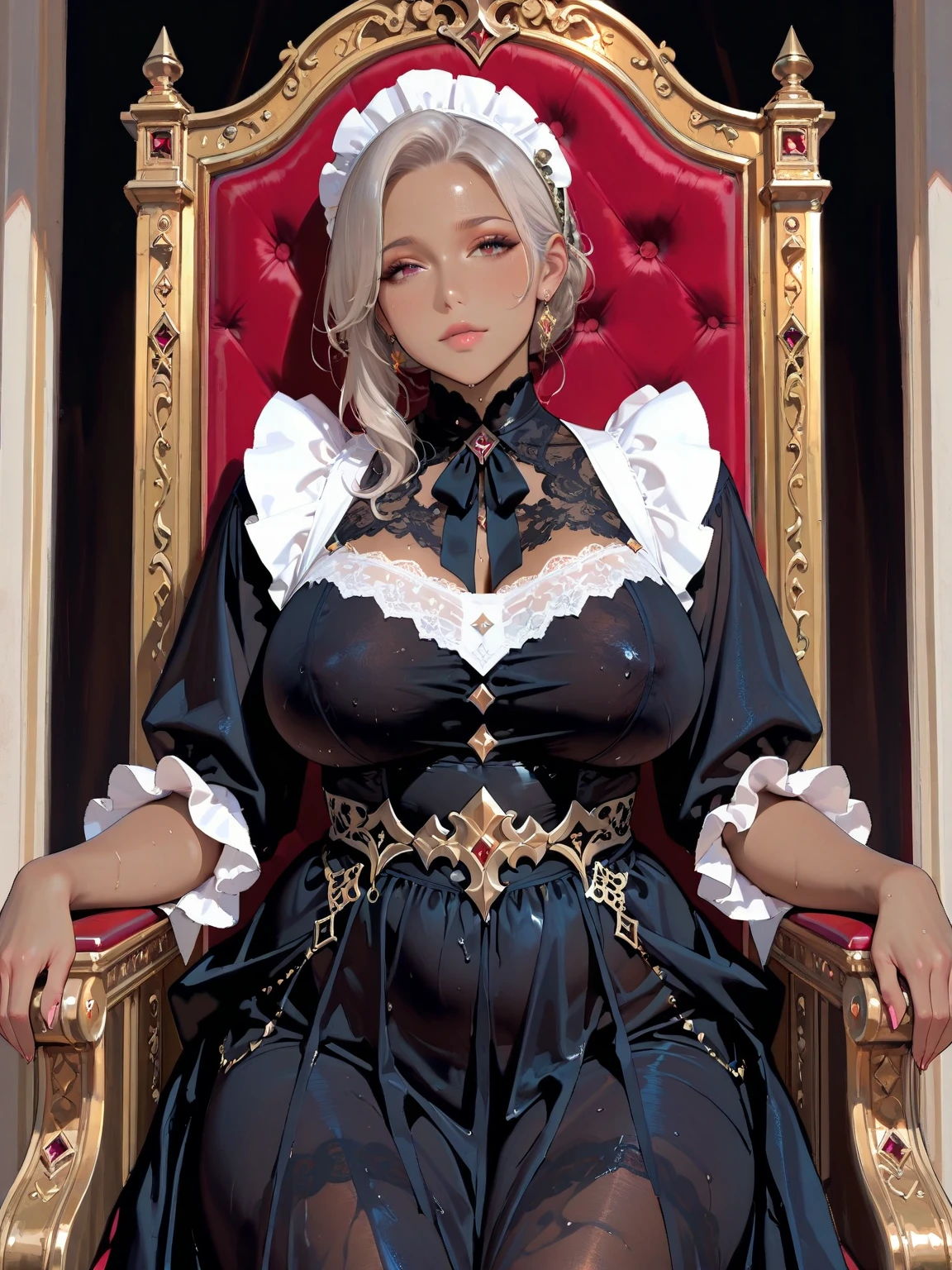 plaindoll, white hair, (((doll joints))), ((medias, stockings)), bonnet, brown cloak, long dress, breasts, pechos grandes, huge breasts, sexy, spread legs, pussy, nsfw, +18, BlackRealStockings,