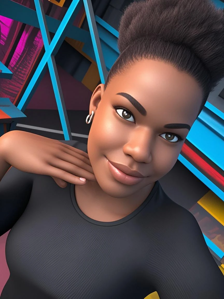 (masterpiece, best quality), 1girl, <lora:Bumblebee_DC:0.8> 1girl, black_hair, dark_skin, hair_bun, dark-skinned_female, double_bun,