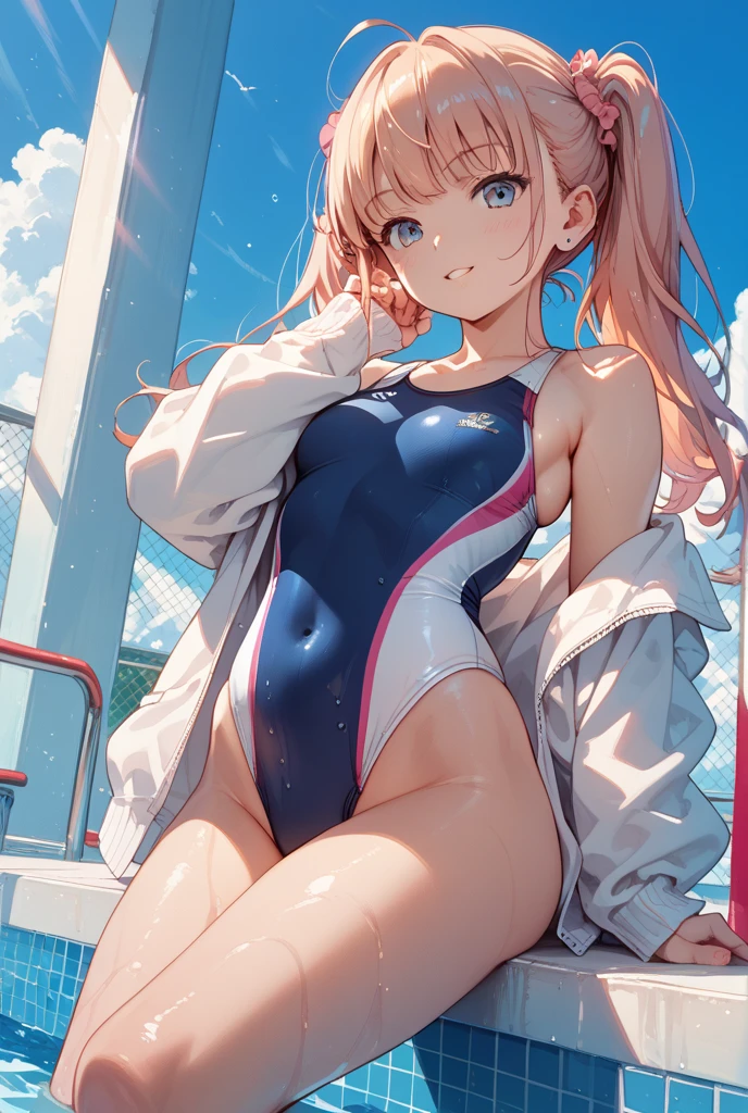 girl、School Swimsuit、Raising his leg、anime、sexy