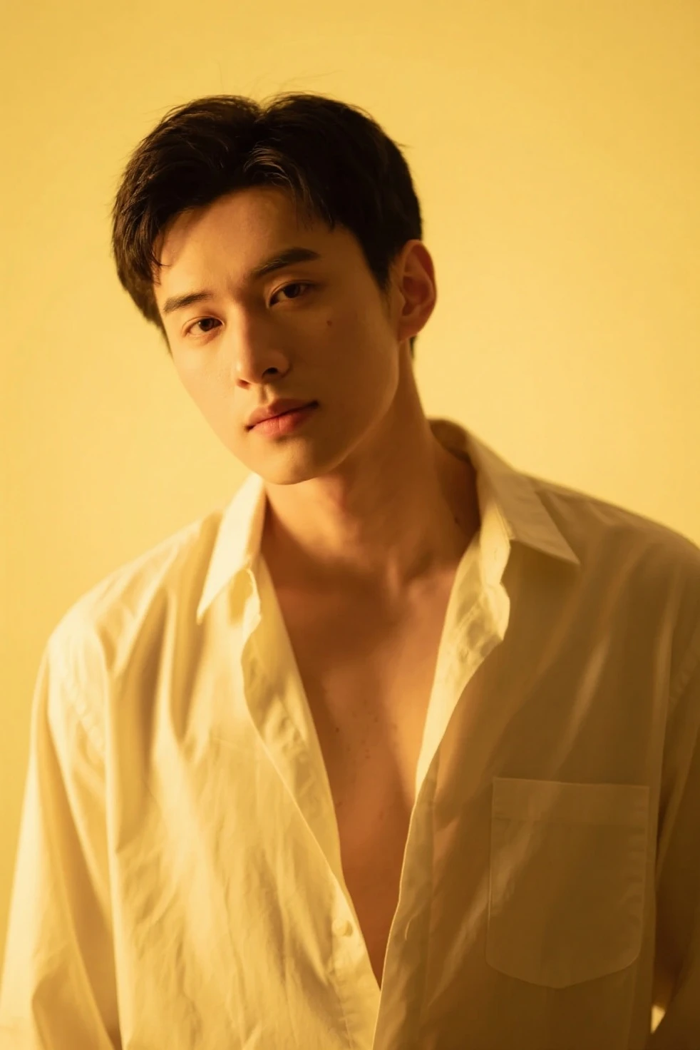 best qualtiy,realisticlying, tmasterpiece, Kodak Portra 400, Face focus,Libido boy ,white skinned,bath robe,Half-off,Show muscles,Midjourney and greg rutkowski's Fujifilm XT3 realistic painting art