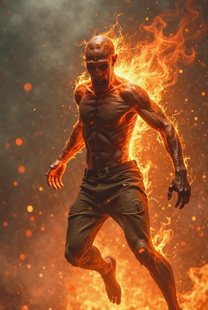A whole person on fire