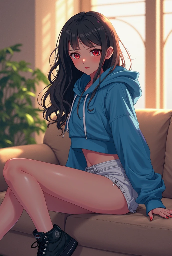 nsfw,after rape,((perfect anatomy,realistic:1.3,RAW Photography:1.3,masterpiece、highest quality、Ultra - High resolution、High resolution、Highly detailed CG、8K)),cowboy shot,1 female,solo,18-year-old、High school girl swordsman、19 year old beauty,Japanese,((beautiful detailed face and eyes:1.3,big gorgeous eyes:1.3,gray eyes,orgasm face)),black hair,long bob hair,(center parted hair,forehead),shy,shy,tears,(medium breasts,slender body,small head:1.5,skinny),((oily skin)),(gleaming skin,shiny skin),(white hoodie sweat shirt,Denim mini skirt,Short white socks、Wet crotch),((creampie:1.5,bukkake:1.5)),lying,spread legs:1.7,Coffee shop、Simple brown sofa、Tokyo、