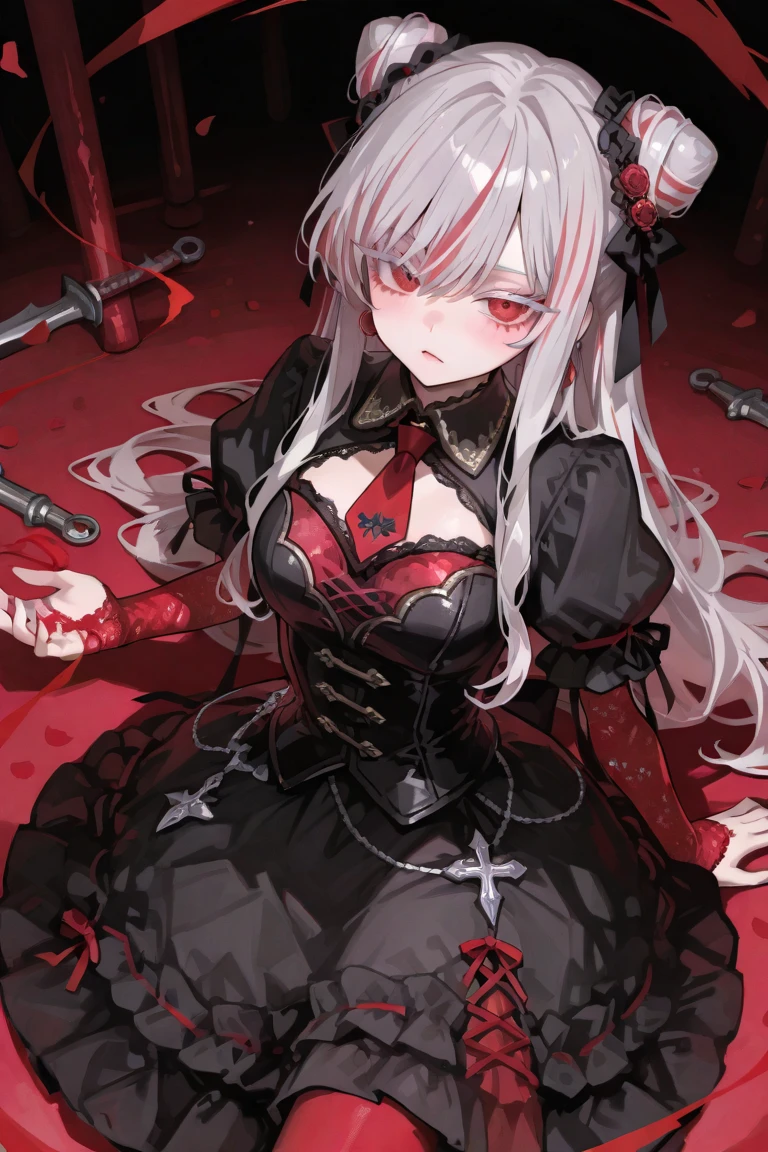 masterpiece, Highest quality, High resolution, One boy, Cream colored hair, Gray Hair, Pearly hair, Nice boy, Bunny ears, Loose-fitting clothing, Larger clothes, dark red eye, eyeの下のたるみ, dark circles under eye, Shocking pink lipstick,, She's wearing cute makeup,やみcute, Fluffy hair, Voluminous Hair, skinny, slim, very skinny, Androgynous, cute, Spooky, short hair, Horror, Faded colors, White skin, Spooky, Unnaturally thin, Hungry, eye, eye in background, sharp eye, Long eyelashes, Under the lashes, Loose shorts, lace shirt, Frilled shirt, tie a ribbon around one's neck, Detailed clothing, A loose cardigan, Open cardigan, Dripping Blood, That's horrible, nightmare, Haunted, stitch, patchwork, String, Injury, hell, Injury on arms, self-harm, cut, Black Fingers, factory, Abandoned, Scattered, Large breasts, (Thriller Theme,Bloody and violent themes:1.3),(Unclean mollusk tentacles,radicalism:1.4),
Good details, (Glowing background),
Highest quality, wide angle super detail, masterpiece, 8k, Natural light, Soft lighting, sunlight, High resolution (High Dynamic Range), Maximum clarity and sharpness, Multilayer Texture,
Looking at the audience,Close to the audience,night,Unclean,
(Faith of the Dead,A totally malicious cult,Human Sacrifice Ritual,Creepy black mist and bloody mist,A creepy manic grin:1.4),(severe bleeding, self-harm行為:1.4)
1 girl,Upper Body,完璧な詳細なeyeと顔,Frowning,赤いeye,Gray Hair,Skull and bones themed costume,Black gothic dress with beautiful details,Tears of Blood,
(Cult temple built entirely of skulls and bones,Skeleton Beam,Altar of Bone:1.4),
(光るeye,Disheveled long hair,:1.5),
Lens flare,Light leakage,