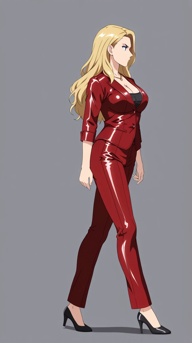 mature woman( rita loud) , blonde red button down shirt tight pants ,breasts huge butt ,sexy random pose seductive and flirtatious long legs