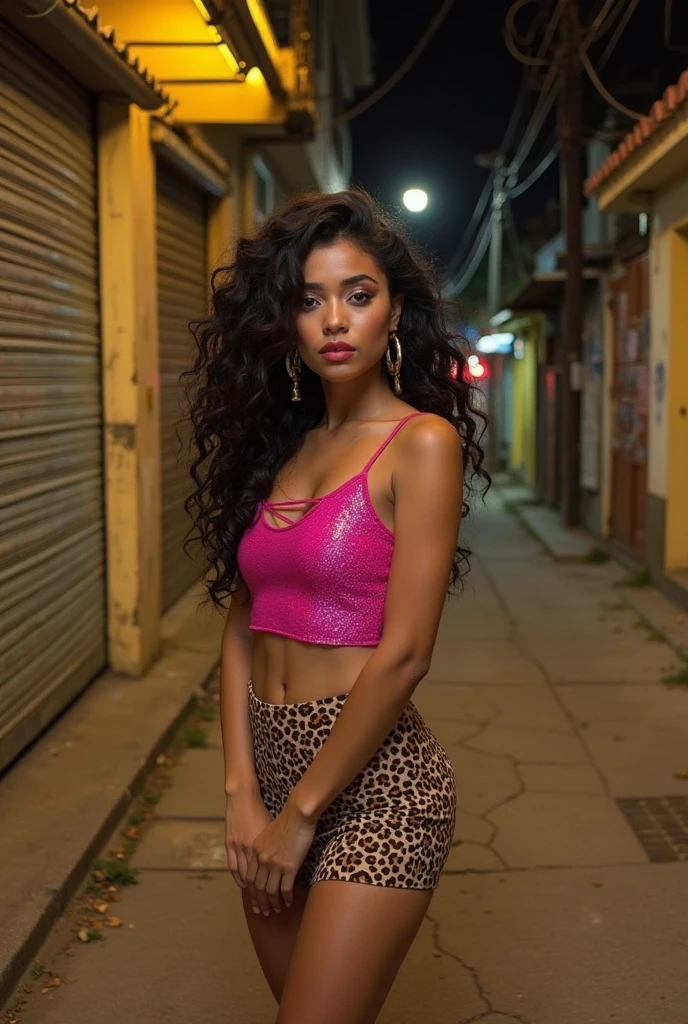 Name: Sonia
Age: 30
Personality: Sonia is an outgoing and confident girl who likes to have fun and be with friends. She is a very loyal and caring person, and is always willing to help anyone in need. She is also very independent and determined, fighting for her goals with grit and perseverance.
Appearance: With medium curly hair, Sonia loves to vary in style, sometimes leaving them armed to show their natural beauty, other times trapping them in side braids. With 60kg and 164cm in height, she has a curvy and very healthy body, the result of her physical exercise routine and balanced diet. Her brown eyes are expressive and captivating, matching perfectly with her black skin. Her thin lips and small mouth are a charm apart, giving her an air of understated sensuality.
Style: Sonia loves to dress in Jazz clothes, but always with a touch of elegance and sophistication. She likes to wear vibrant colors and cheerful prints, which reflect her outgoing and cheerful personality. She loves accessories, such as earrings, necklaces and bracelets, which complement her style and bring more color and brightness to her look.
Location: dance studio with a large graffiti written I LOVE DANCE --auto --s2