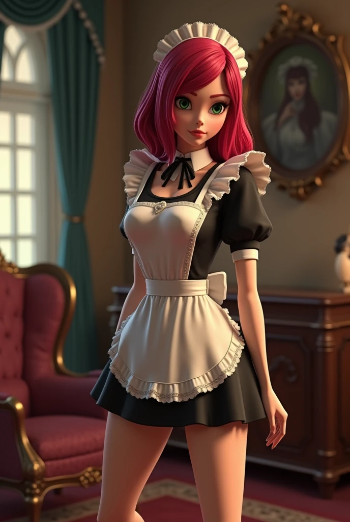 score_7_up, score_8_up, score_9, <lora:Riju_Zelda_TotK_P1:0.8> aaRiju, small breasts, blue maid uniform, apron, cleavage, high heels, standing, micro skirt,