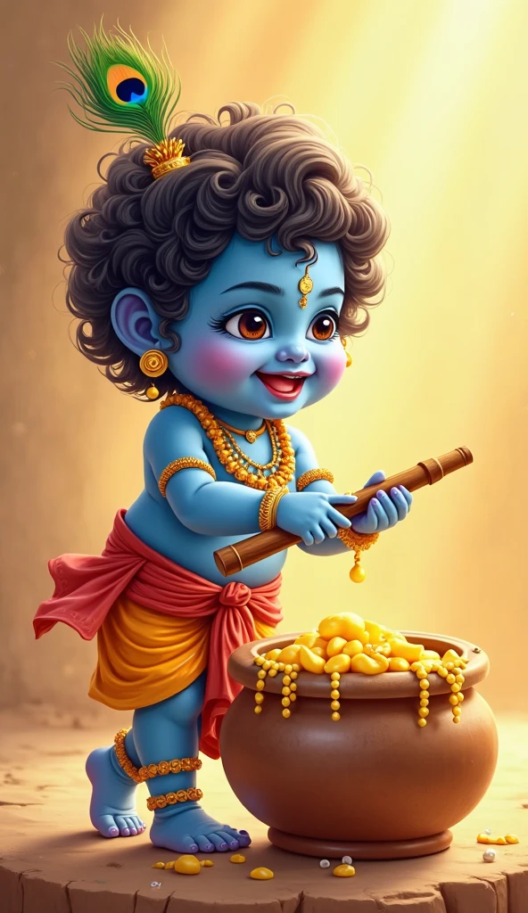 Baby kanha eating makhan