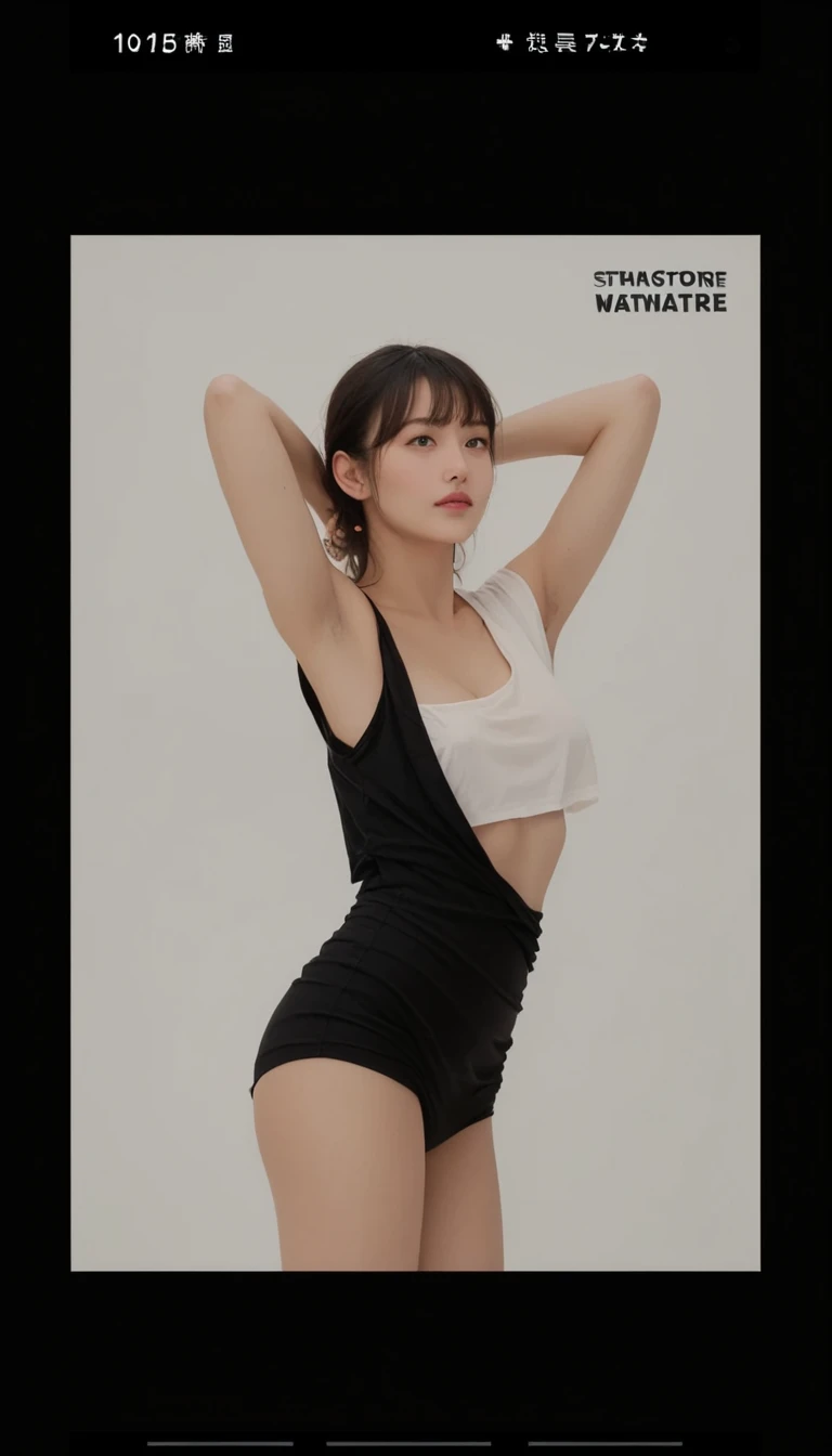 (2 Japanese girl,), (Small breasts:1.5,),(solo,Textured skin, Detailed skin,Detailed face,Detailed eyes,detailed posing,Natural eyebrows,Perfect limbs,High detail, Highest quality, Super detailed, Surrealism, ,8k,RAW Photos,Photographicism,Professional Lighting,Portrait Photography,),((Black Hair, Dark Eyes,Natural Makeup,Simple earrings,Bob Hair,happiness/joy)),(((Fishnet tights,Poses that accentuate the legs,Leg up)))