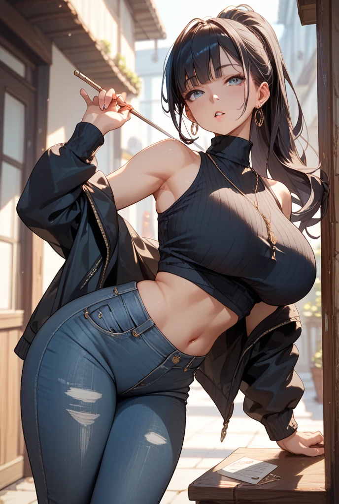 (Gmazzeo:1.2), (woman), wearing (white top), (short blue jeans), modelshoot style, (extremely detailed CG unity 8k wallpaper), photo of the most beautiful artwork in the world, professional majestic oil painting by Ed Blinkey, Atey Ghailan, Studio Ghibli, by Jeremy Mann, Greg Manchess, Antonio Moro, trending on ArtStation, trending on CGSociety, (round breasts), (bubble butt), (wide hips:1.1), (slim waist:1.1), (thick thighs:1.1), (detailed face and eyes:1.2), Intricate, High Detail, Sharp focus, dramatic, photorealistic painting art by midjourney and greg rutkowski, (waist chain), (stading in her bedroom), (looking at viewer), (detailed skin), (prefect makup), (pink painted lips:1.1), (detailed hand and finger:1.2), (medium breasts:1.2), (busty), (deep cleavage:1.2), (labia outline:1.3), (hard teat:1.3).