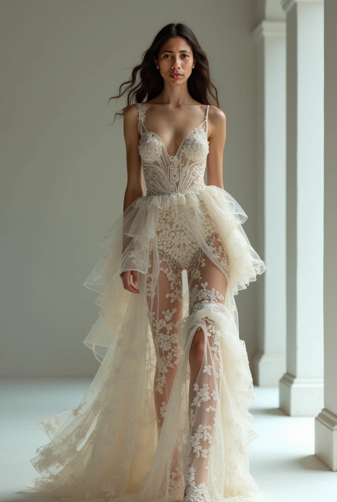 Create an image of the dress that Eiza González wore at the 2024 Meet Gala in white
