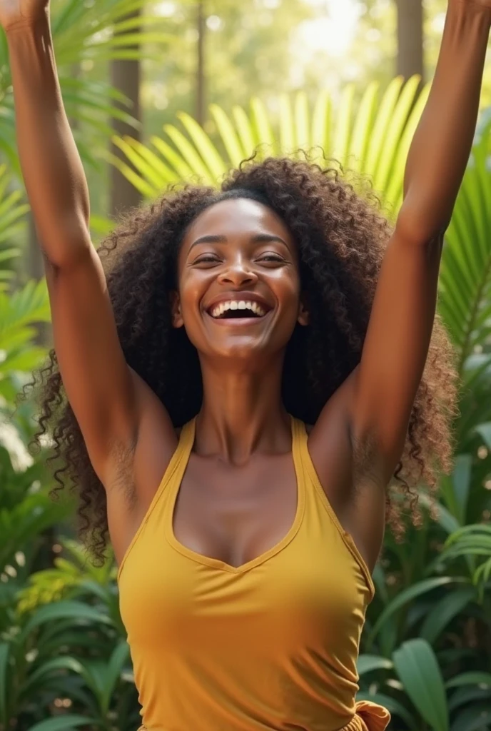 Exuberant woman in topless 