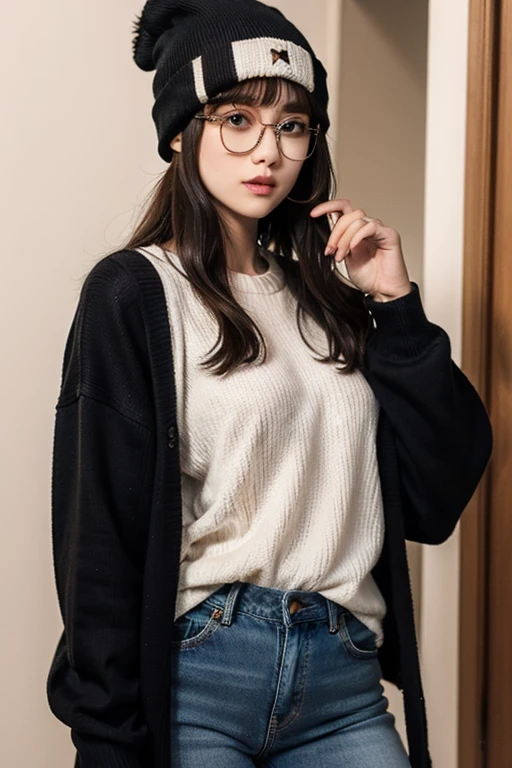 ulzzang-6500-v1.1, (raw photo:1.2), (photorealistic:1.4), beautiful detailed girl, very detailed eyes and face, beautiful detailed eyes, ridiculous, incredibly ridiculous, huge file size, super detailed, high resolution, very detailed, best quality, masterpiece, ((fashion clothing with diverse colors)), illustration, very detailed, CG, unified, 8k wallpaper, amazing, fine detail, masterpiece ,best quality, very detailed CG uniform 8k wallpaper, light on face, movie lighting, 1girl, 16 years old, long white hair, side splits, (big breasts), (no panties)), (glasses), ((dynamic pose))), ((sexy pose))), (camel toe), (half), (pantyhose)), ((black hip skirt))