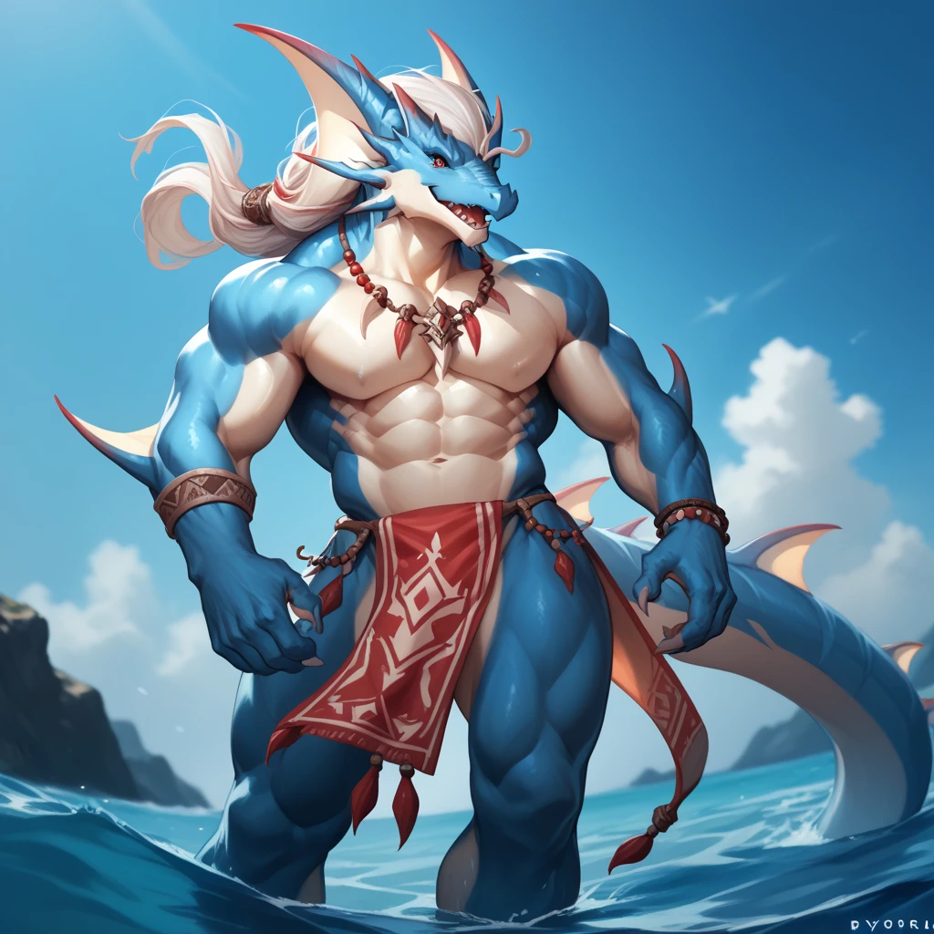 Pink Dragon、pink pointed scales、crocodile-like pink face、pubic hair、chest hair、Navel hair、crimson detailed eyes、ethnic tattoos、Huge crotch bulge、Sideways body、Aerial background、Masturbation Pose、Angle from the side diagonally、Completely naked、a large amount of white slime、Body wet with a large amount of milk、Screaming expression、angry look、silver curved corner、bag of white slime