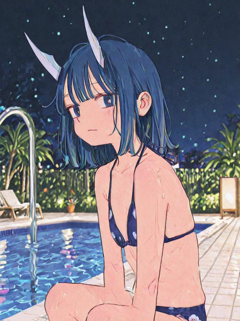 Top Quality, Masterpiece, Ultra High Resolution, Pretty Facial Features, Flat Design,5 year old, Shoshi no Ko, Hoshino Ai, simple background, giant stars, ziyu, colorful, cute girl standing in water, starry sky in background, huge full moon, water ripples ,(((???))),(((don't wear anything))),(((show her Vagina))),(((show her breasts))),(((small breasts))),(((nude))),(((loli))),(((forward)))