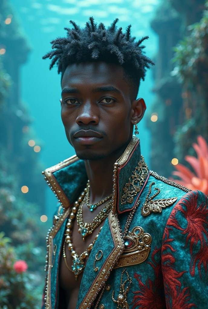 arafed men with and a gold crown on her head, Kris Kuksi, Afrofuturistic, afrofuturism, African Black Prince, afrofuturism style, with headphones, Afrofuturist, powder Hedi Xandt, afro futurism, headphones on, darkskin, black boy, adut akech, afro futuristic,
