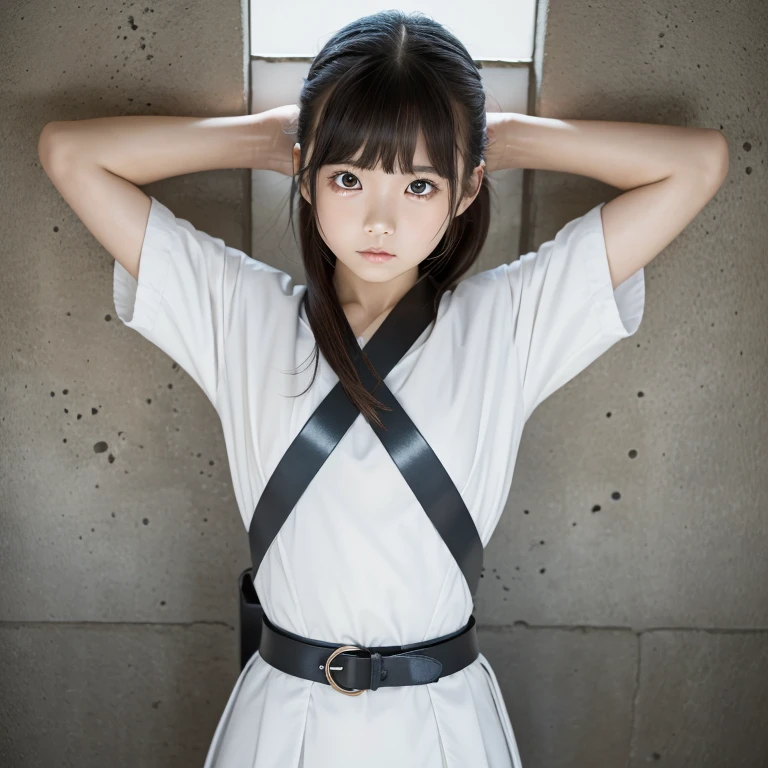 ((highest quality, masterpiece :1.3)), Photorealistic、Ultra-high resolution、Natural skin texture、Hyperrealism、Near Movies、Beautiful Japanese girl in her late teens、Yoga Wear、Rope bondage around the chest、Angry expression、Shooting in the classroom
