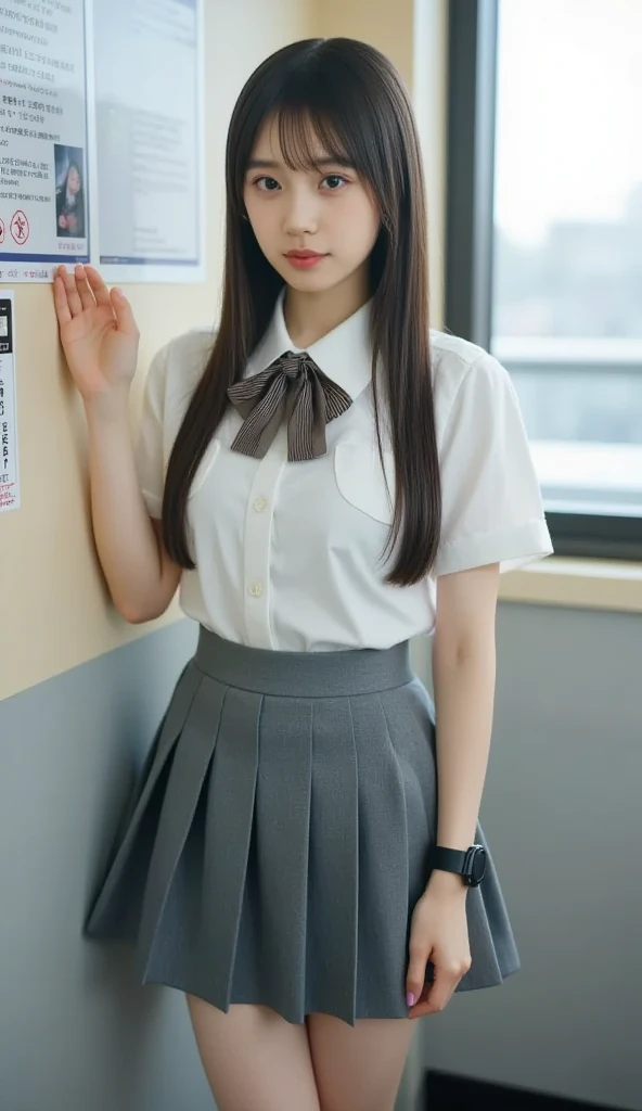 masterpiece, top quality, ultra high definition, illustration, colorful, flat color, depth of field, lens flare
One girl, anime, sitting, black hair, watching viewer, school, classroom, pleated mini skirt, school uniform, serafuk, black pantyhose, detailed skin touch, detailed fabric texture, beautiful detailed face, showing through bra shirt