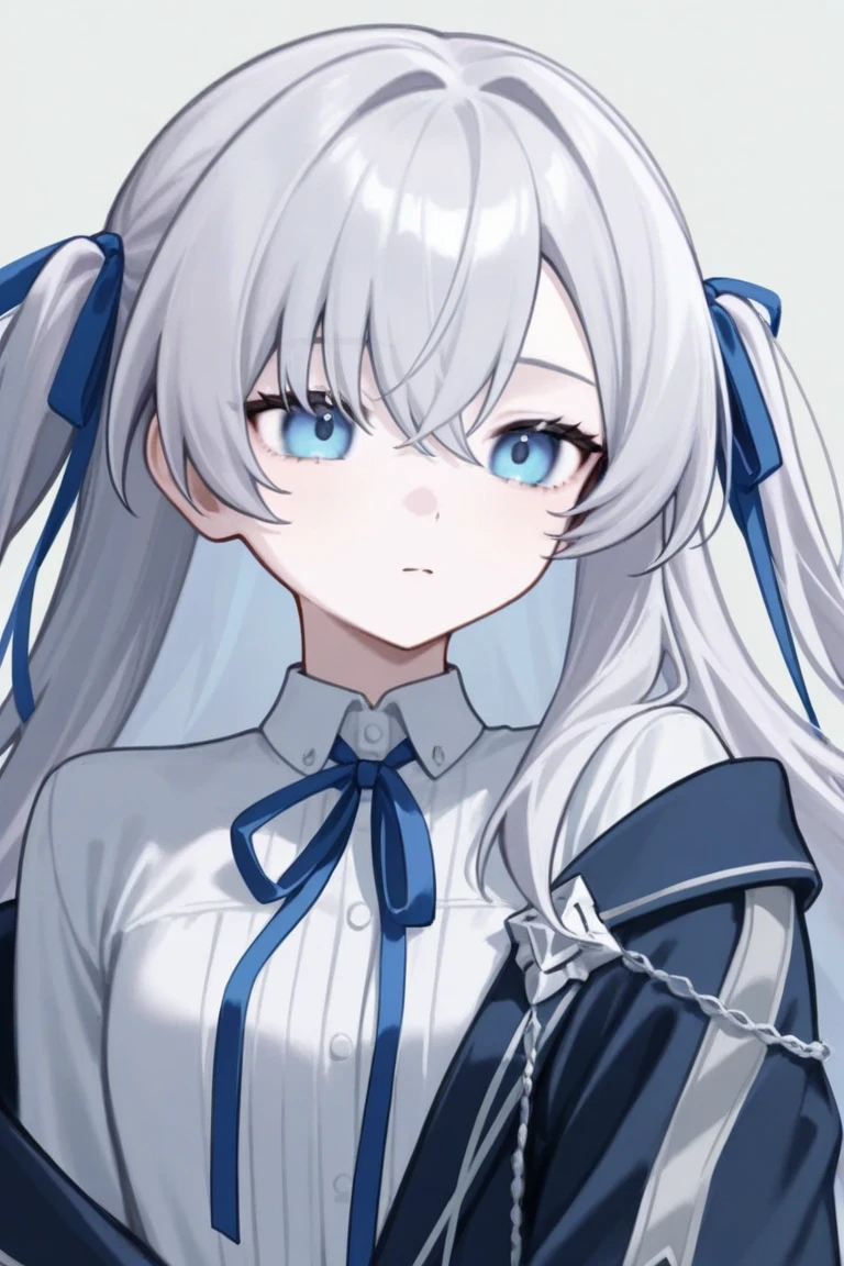 anime girl posing for photo with long white hair and blue eyes, god with white hair, girl with white hair, perfect white hair girl, white hair, white hair, beautiful anime portrait, white hair lady, cute anime girl portrait, portrait anime girl, silver hair (ponytail), cute girl with anime visual, silver haired girl, detailed digital anime art, outstanding figure, highest quality, masterpiece, relatively large breasts